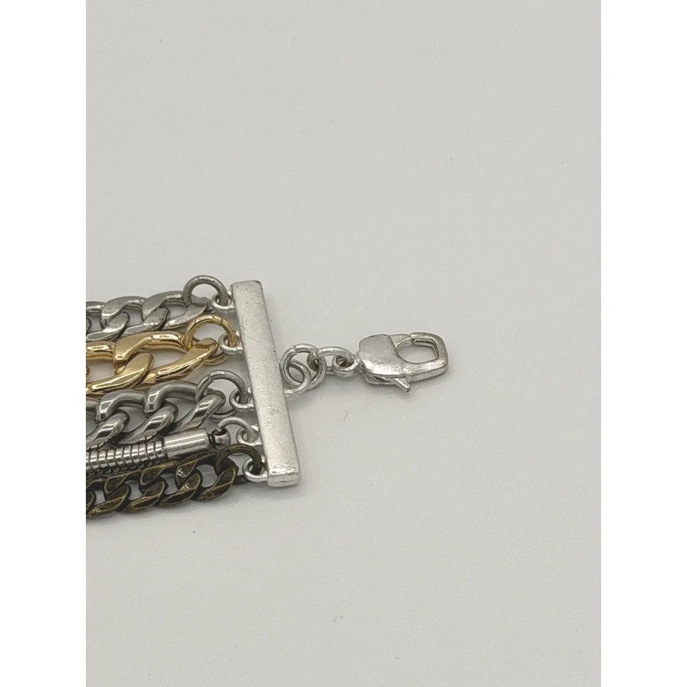 Jenny Bird Austin Mixed Metal Multi Strand Chain Bracelet Gold Silver Gunmetal